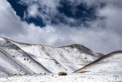 Scenic view of snow mountains against sky