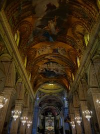 Low angle view of illuminated ceiling in building