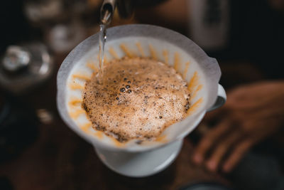 Close-up of coffee on table