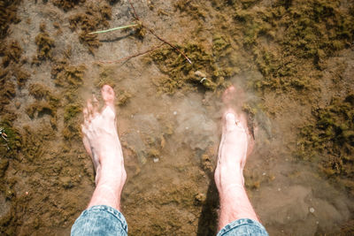 Low section of man on wet land