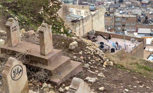 High angle view of buildings