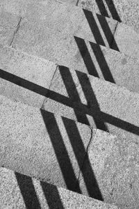 High angle view of zebra crossing on road