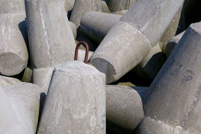 Full frame shot of tetrapods at shore