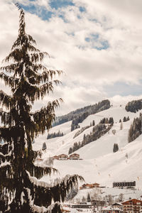 Scenic view of landscape against sky during winter