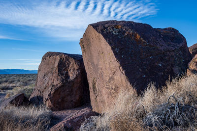 Ancient petroglyph rock art owens valley, california, usa