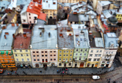 Lviv ukraine high angle view of buildings in city