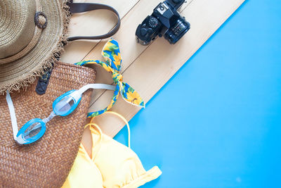 High angle view of shoes on table