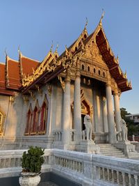 Low angle view of temple against building