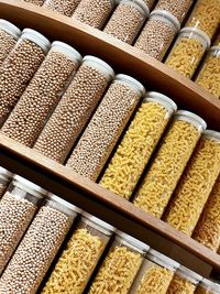 Full frame shot of food on shelves