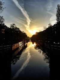 Scenic view of river against sky at sunset