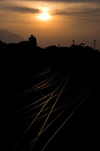 Railroad tracks at sunset