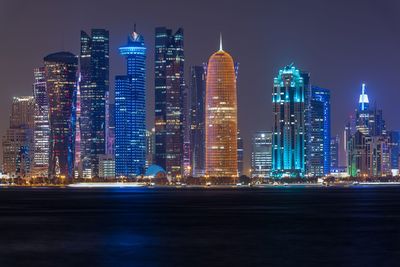 Illuminated city at night