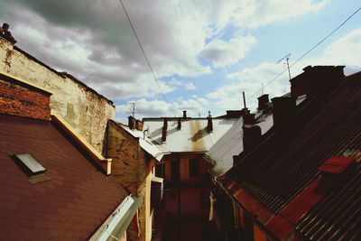 Low angle view of houses against sky