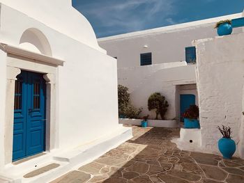 White building against blue sky