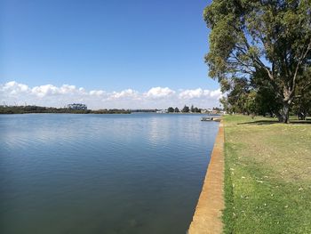 Scenic view of lake against sky