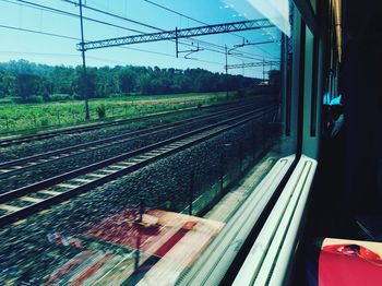 Train seen through train windshield