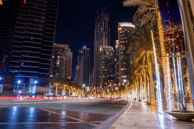 Dubai downtown city center skyline view at night