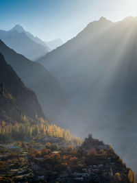 Scenic view of mountains against sky