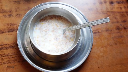 High angle view of breakfast in bowl