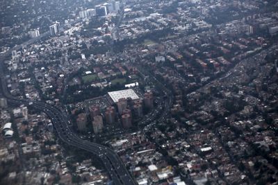 High angle view of buildings in city