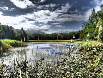 Scenic view of river against sky