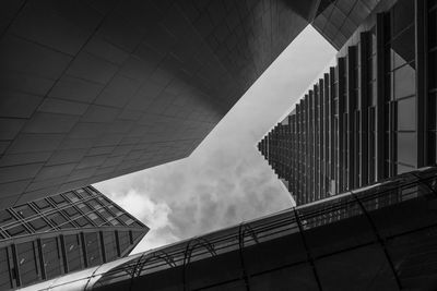 Low angle view of modern buildings against sky