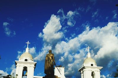 High section of church against blue sky