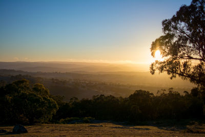 Scenic view of silhouette landscape against sky during sunset