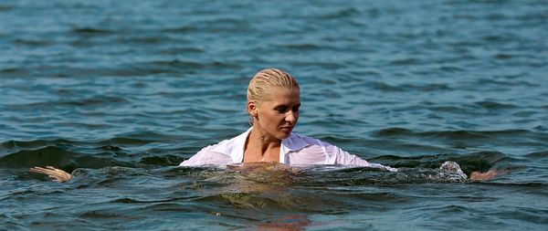 Portrait of woman in water