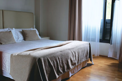 Empty bed in the room