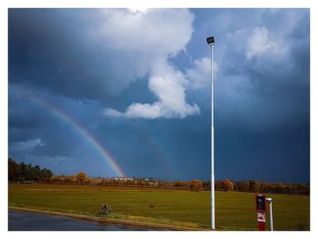 Scenic view of rainbow against sky