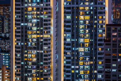 Full frame shot of illuminated building at night