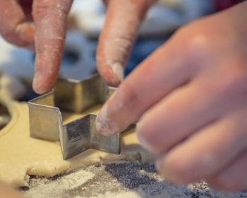 Close-up of person preparing food