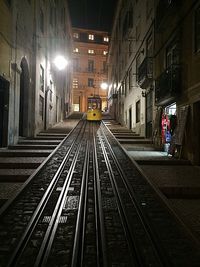 Railroad track at night