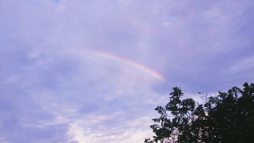 Low angle view of rainbow against sky