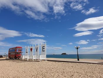 Scenic view of beach against sky