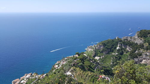 High angle view of sea against sky