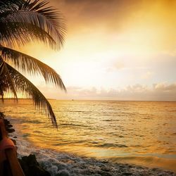 Scenic view of sea during sunset