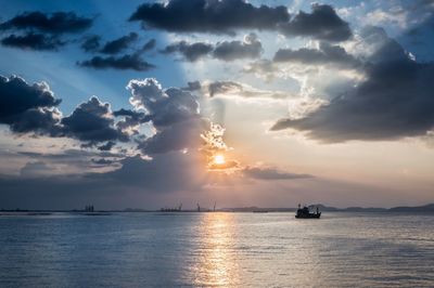 Scenic view of sea at sunset