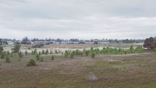 Scenic view of landscape against cloudy sky