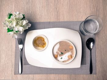 High angle view of food on table