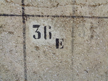 Close-up of text on wall