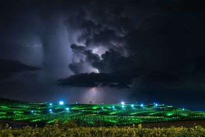Scenic view of stormy clouds against sky at night