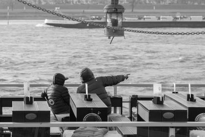 People sitting in water