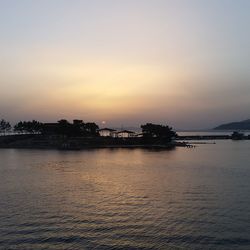 Scenic view of sea at sunset