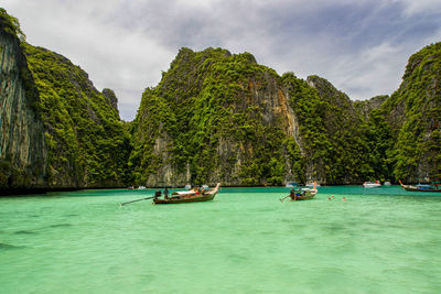 View of boats in sea