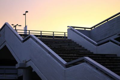 Low angle view of staircase against clear sky