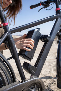 Woman riding bicycle