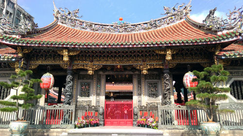 Exterior of temple against building