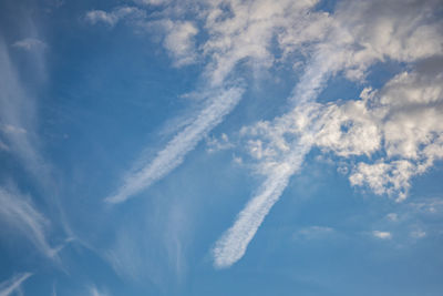 Low angle view of vapor trail in sky